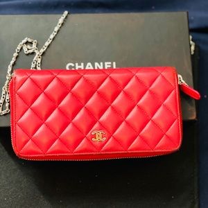 Chanel matelasse quilted pink/red color handbag